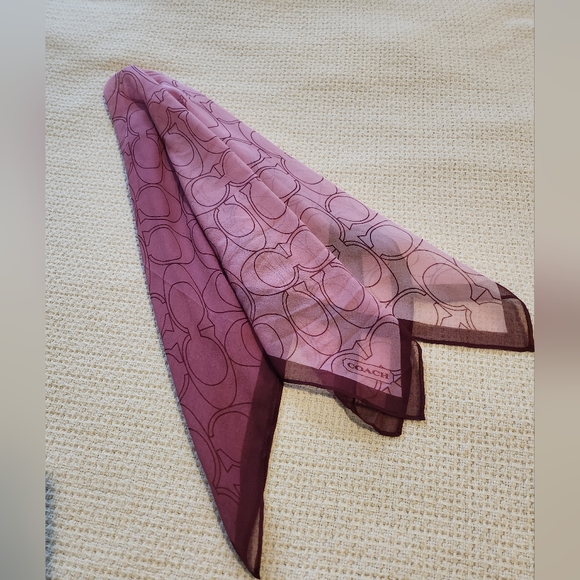 Coach Accessories - Coach Signature Initial Logo square scarf - ombre plum/mauve - EUC